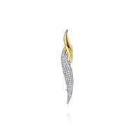 14K White  Yellow Gold Pave Diamond Bypass Pin