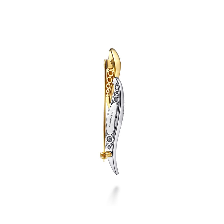 14K White  Yellow Gold Pave Diamond Bypass Pin - 0.5 ct - Shot 2