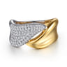 14K White  Yellow Gold Pave Diamond Bypass Ring - 0.5 ct