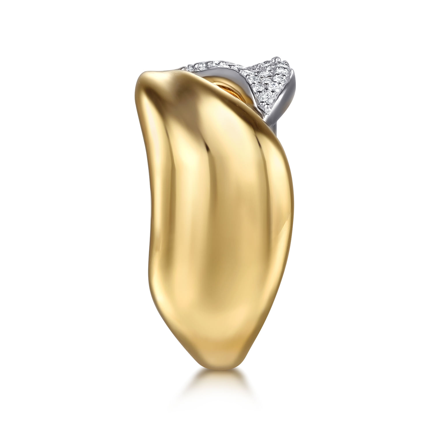 14K White  Yellow Gold Pave Diamond Bypass Ring