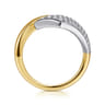14K White  Yellow Gold Pave Diamond Bypass Ring - 0.35 ct