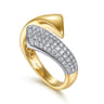 14K White  Yellow Gold Pave Diamond Bypass Ring - 0.35 ct
