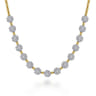 14K White-Yellow Gold Pave Diamond Cluster Station Bujukan Necklace - 2.05 ct