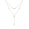 14K White  Yellow Gold Pave Diamond Layered Chevron Necklace - 0.19 ct