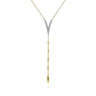 14K White  Yellow Gold Pave Diamond Layered Chevron Necklace - 0.19 ct