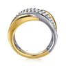14K White  Yellow Gold Pave Diamond Ring - 1.2 ct