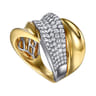 14K White  Yellow Gold Pave Diamond Ring - 1.2 ct