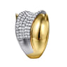 14K White  Yellow Gold Pave Diamond Ring - 1.2 ct