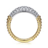 14K White-Yellow Gold Pave Diamond and Bujukan Bead Wide Band - 1.05 ct