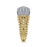 14K White-Yellow Gold Pave Diamond and Bujukan Bead Wide Band - 1.05 ct