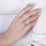 14K White-Yellow Gold Plain and Diamond Row Statement Ring - 0.3 ct