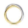 14K White-Yellow Gold Polished and Diamond Bands Criss Cross Ring - 0.4 ct