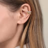 14K White  Yellow Gold Prong Set Diamond Multi Row Single Ear Cuff - 0.3 ct