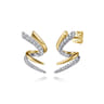 14K White Yellow Gold Spike Graduating Diamond Bypass Stud Earrings - 0.5 ct