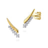 14K White Yellow Gold Spike Graduating Diamond Ear Climber Earrings - 0.17 ct