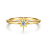 14K White  Yellow Gold Star and Blue Topaz Stackable Ring