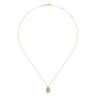 14K White  Yellow Gold Teardrop Diamond Pave Pendant Necklace with Beaded Frame - 0.16 ct
