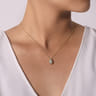 14K White  Yellow Gold Teardrop Diamond Pave Pendant Necklace with Beaded Frame - 0.16 ct