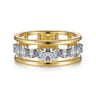 14K White-Yellow Gold Three Row Diamond Open Ring - 0.5 ct
