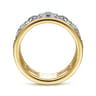 14K White-Yellow Gold Three Row Diamond Open Ring - 0.5 ct