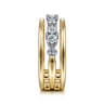 14K White-Yellow Gold Three Row Diamond Open Ring - 0.5 ct