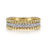 14K White-Yellow Gold Three Row Diamond and Bujukan Bead Ring - 0.5 ct