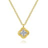 14K White-Yellow Gold Twisted Clover Diamond Pendant Necklace - 0.12 ct