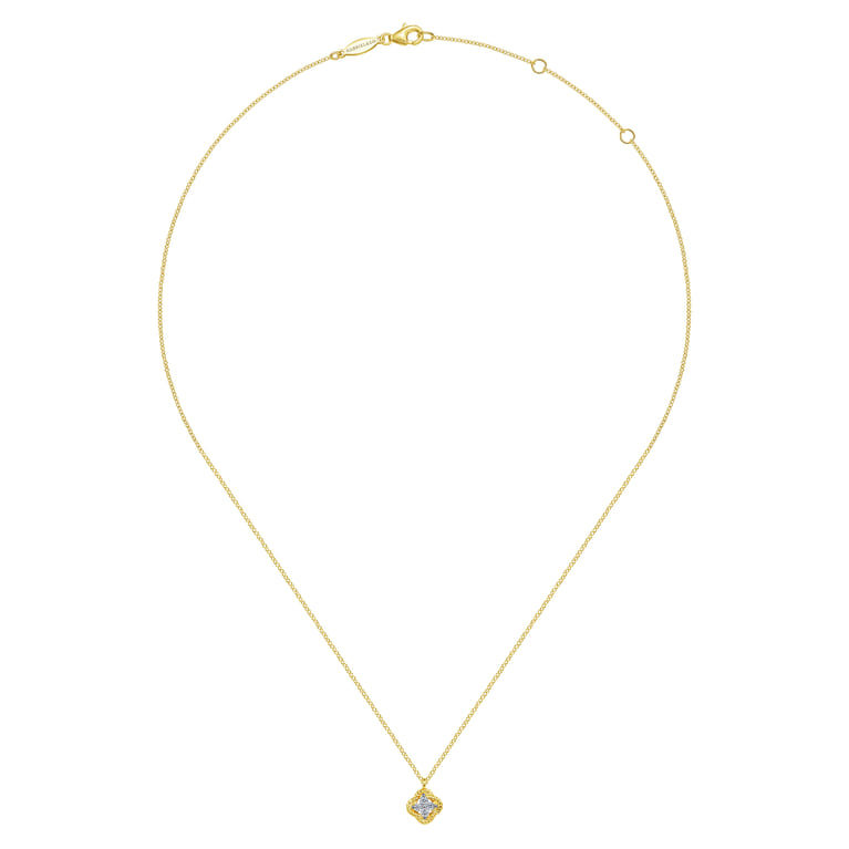 14K White-Yellow Gold Twisted Clover Diamond Pendant Necklace - 0.12 ct - Shot 2