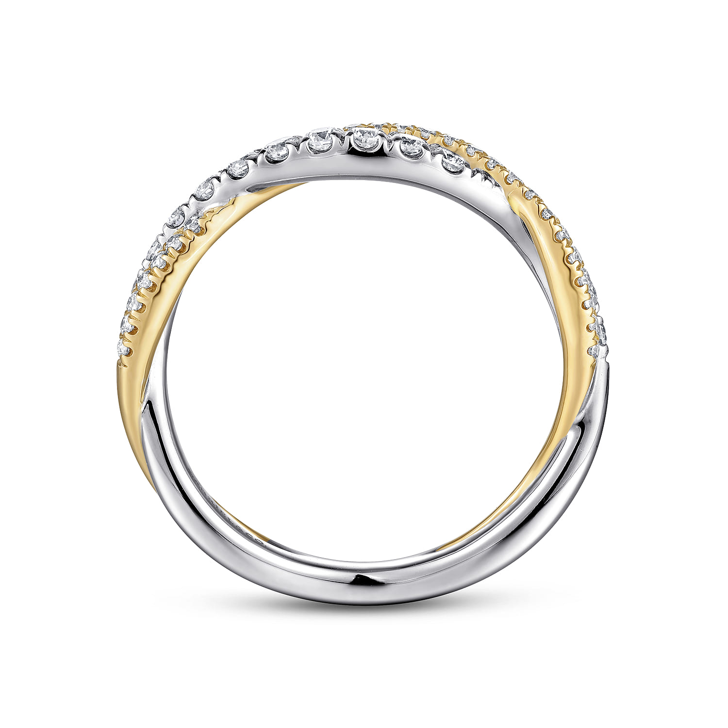 Fancy Wedding Ring in 14k Yellow/white Gold with Round Natural Diamond at Gabriel & Co. - Shot 2