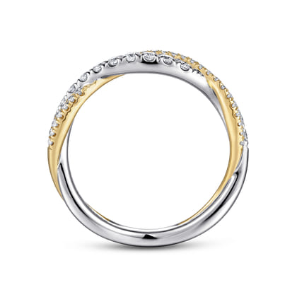 14K White-Yellow Gold Twisted Diamond Anniversary Band