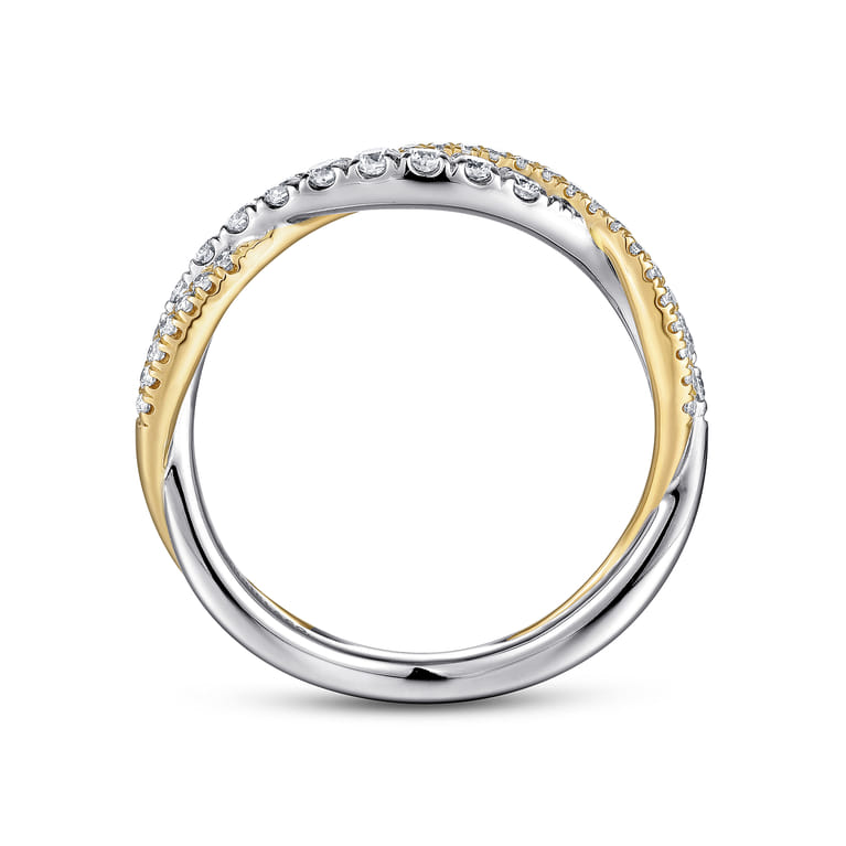 Fancy Wedding Ring in 14k Yellow/white Gold with Round Natural Diamond at Gabriel & Co. - Shot 2