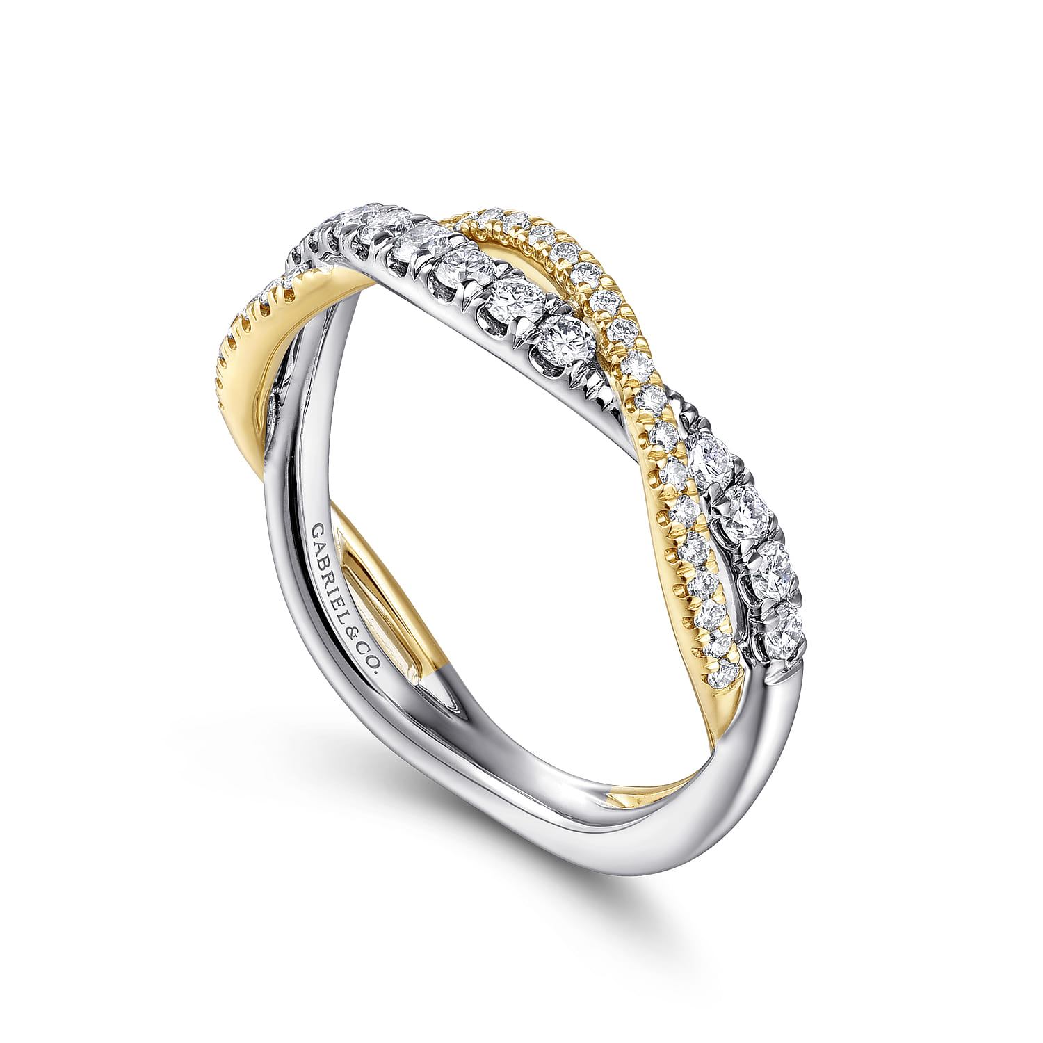 Fancy Wedding Ring in 14k Yellow/white Gold with Round Natural Diamond at Gabriel & Co. - Shot 3