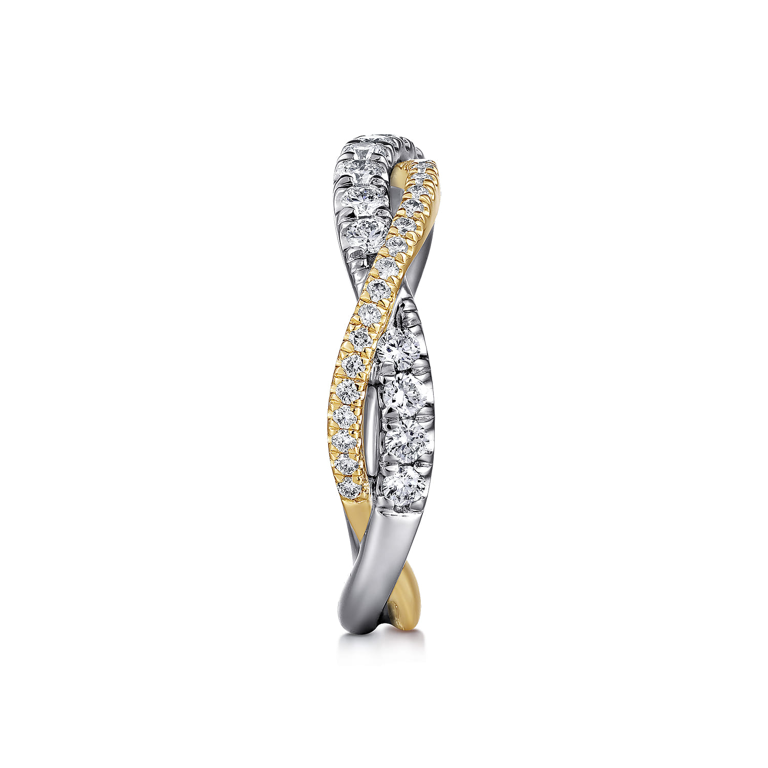 Fancy Wedding Ring in 14k Yellow/white Gold with Round Natural Diamond at Gabriel & Co. - Shot 4