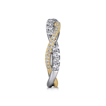14K White-Yellow Gold Twisted Diamond Anniversary Band