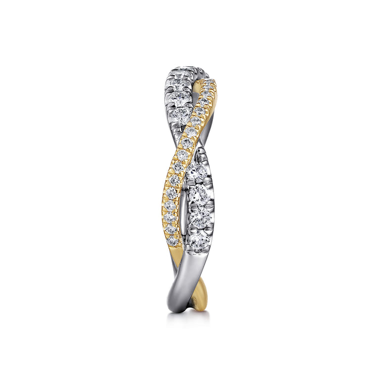 Fancy Wedding Ring in 14k Yellow/white Gold with Round Natural Diamond at Gabriel & Co. - Shot 4
