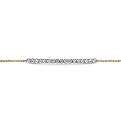 14K White  Yellow Gold White Sapphire Bar Bracelet