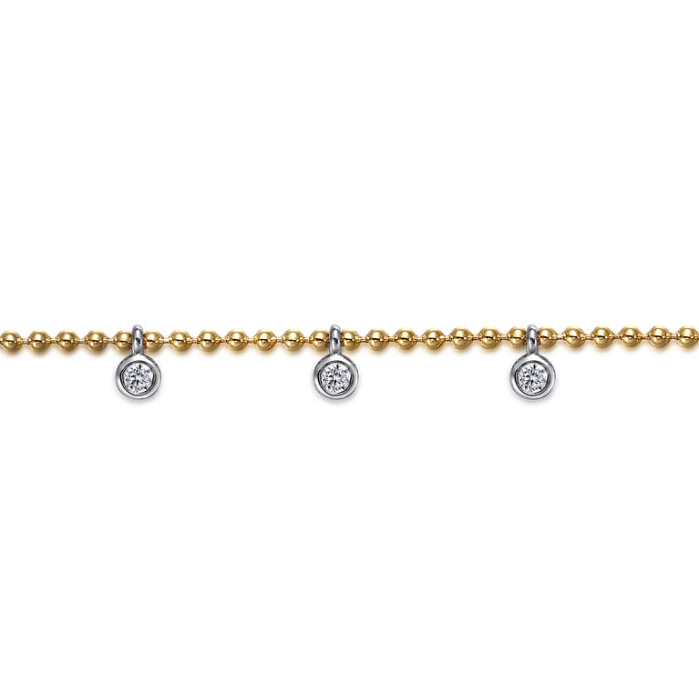 14K White  Yellow Gold White Sapphire Droplet Bracelet-Bujukan - Shot 2