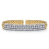 14K White-Yellow Gold Wide Bujukan Diamond Cuff Bracelet - 1.85 ct
