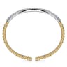 14K White-Yellow Gold Wide Bujukan Diamond Cuff Bracelet - 1.85 ct
