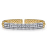 14K White-Yellow Gold Wide Bujukan Diamond Cuff Bracelet - 1.85 ct