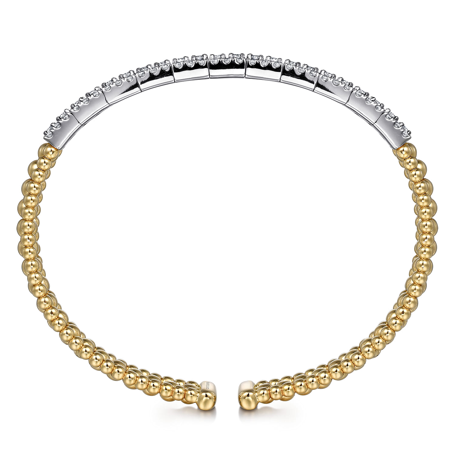 14K White-Yellow Gold Wide Bujukan Diamond Cuff Bracelet - 1.85 ct - Shot 3