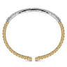 14K White-Yellow Gold Wide Bujukan Diamond Cuff Bracelet - 1.85 ct
