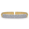 14K White-Yellow Gold Wide Bujukan Diamond Cuff Bracelet - 1.85 ct