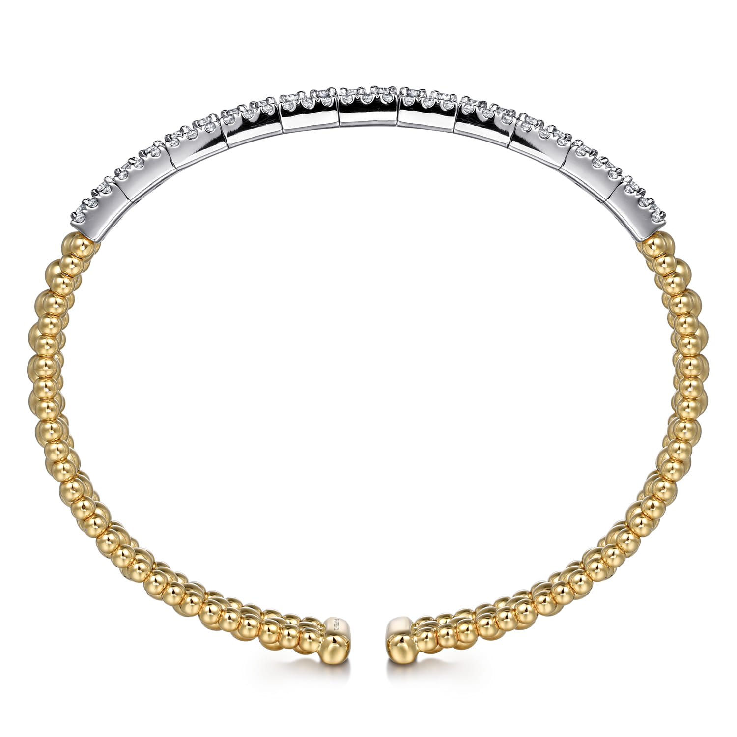 14K White-Yellow Gold Wide Bujukan Diamond Cuff Bracelet - 1.85 ct - Shot 3