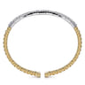 14K White-Yellow Gold Wide Bujukan Diamond Cuff Bracelet - 1.85 ct