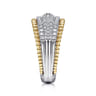 14K White-Yellow Gold Wide Diamond Pave Band with Bujukan Bead Border - 0.9 ct