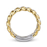 14K White-Yellow Gold Wide Diamond Pave Band - 0.56 ct