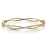 14K White-Yellow Twisted Rope and Diamond Bangle - 0.65 ct