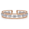 14K White and Rose Gold Baguettes Shape Bujukan Bangle with 3 Rolls - 1 ct