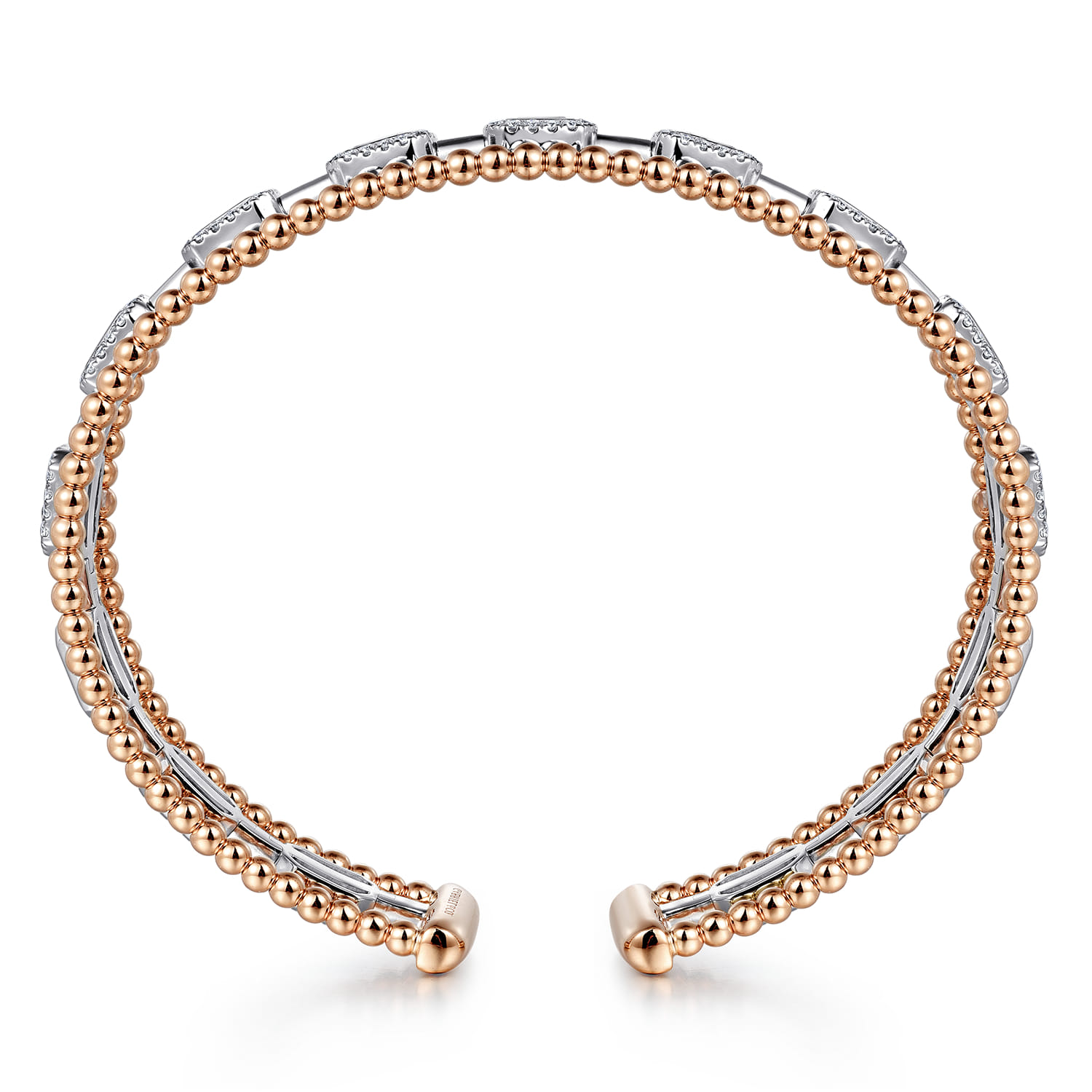 14K White and Rose Gold Baguettes Shape Bujukan Bangle with 3 Rolls - 1 ct - Shot 3
